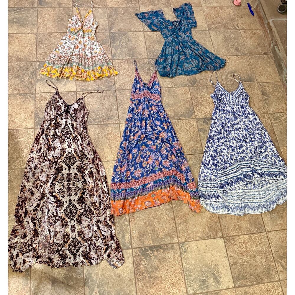 Angie 4pc Boho Dress Bundle Lot S/M Floral Maxi Mid Summer - Picture 12 of 12